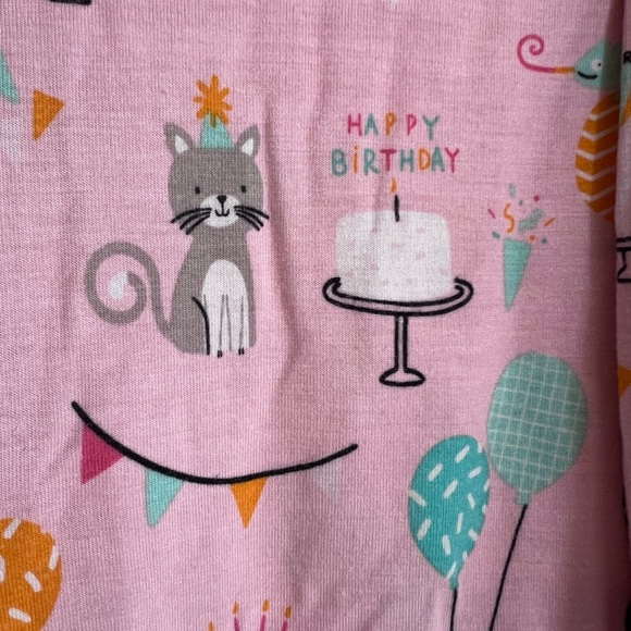 Little Sleepies Pink Party Animals Birthday Long Sleeve Pajama Set Size 12-18M - Picture 4 of 9